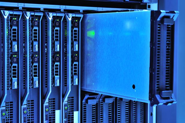 Server rack with one blade removed
