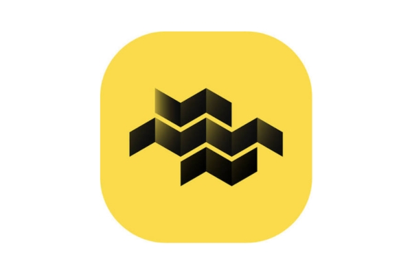 Yellow icon with black zig-zag logo