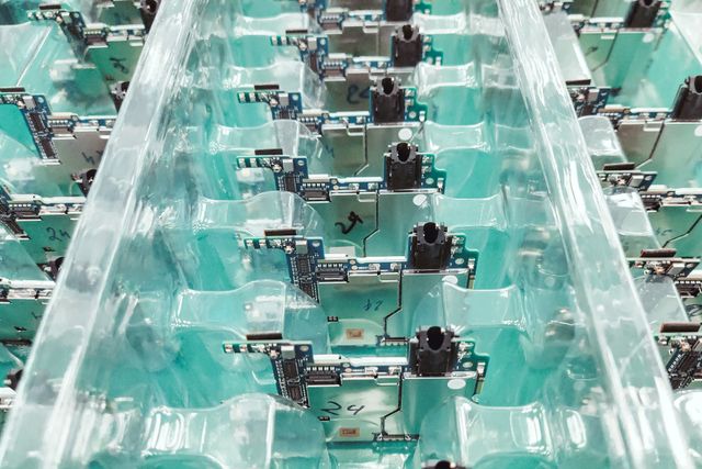 Circuit boards in protective trays