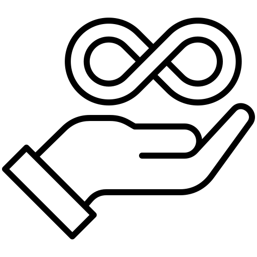 Data center infinity symbol on hand