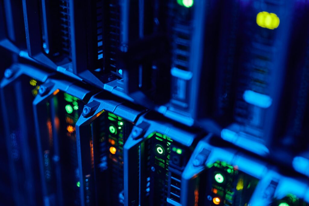 Server rack with glowing lights - Megagenix