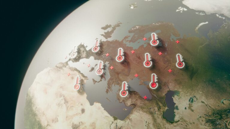 Global warming concept with thermometers.
