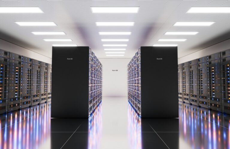 Data hall with server racks