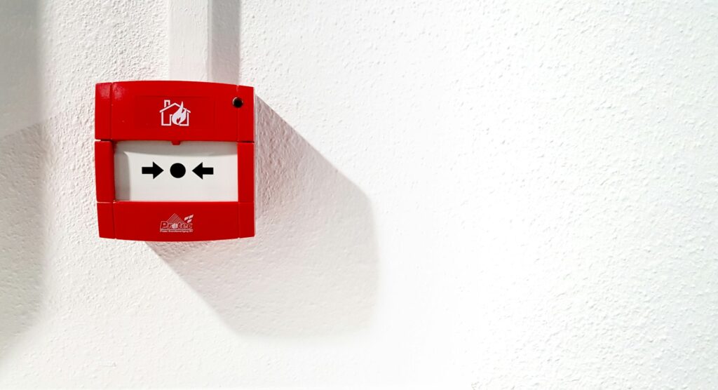 Red fire alarm pull station