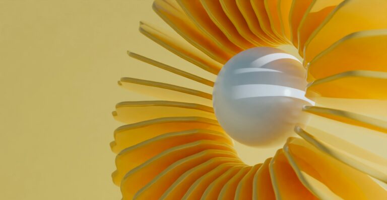 Yellow fan blades with white sphere
