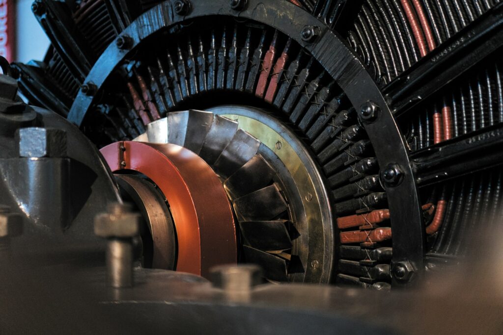 Close-up of vintage generator rotor